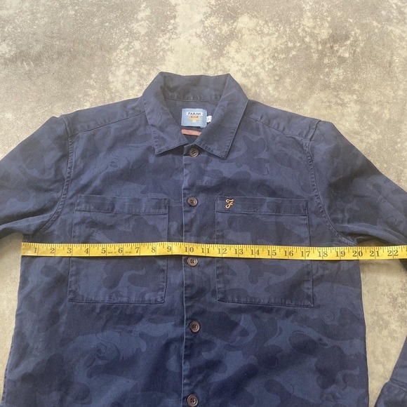 Farah Shirt Womens Size XS Blue Overshirt Button Up Casual Heavyweight‎ Camo - Picture 2 of 11